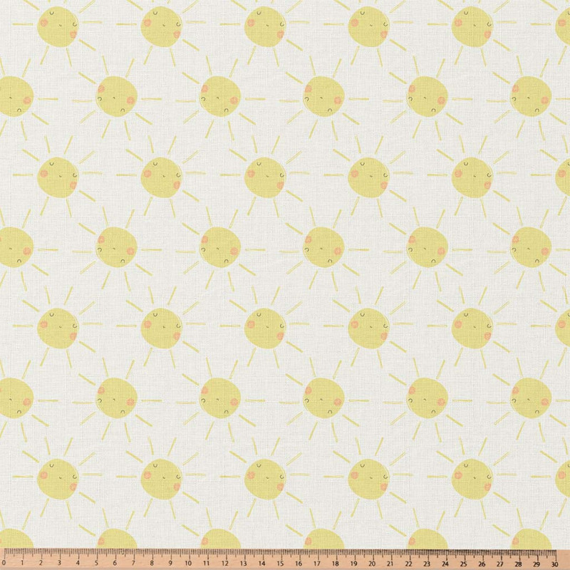 Printed Cotton SOLEIL Ecru / Yellow